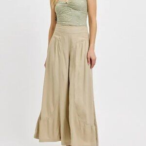 RISEN Shirring Detail Wide Leg Pants